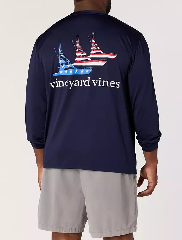 Vineyard Vines Sportfisher USA LS Harbor Tee (Nautical Navy)