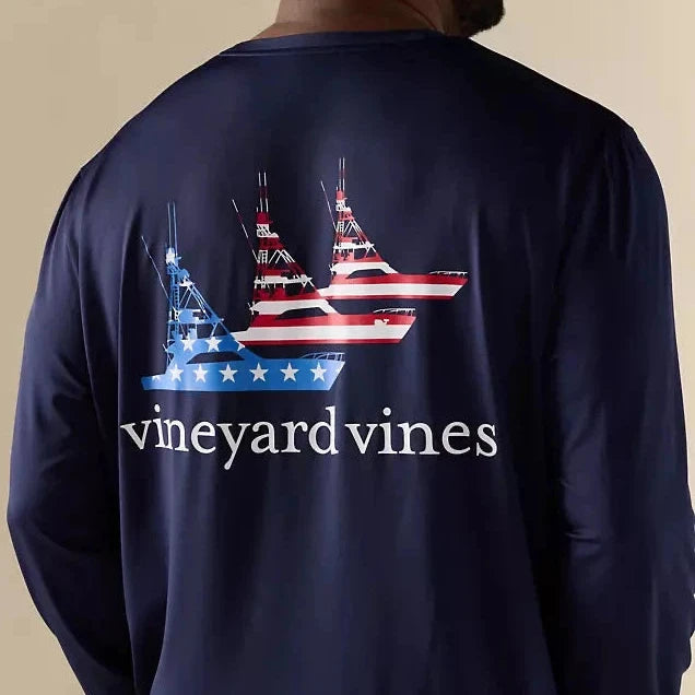 Vineyard Vines Sportfisher USA LS Harbor Tee (Nautical Navy)