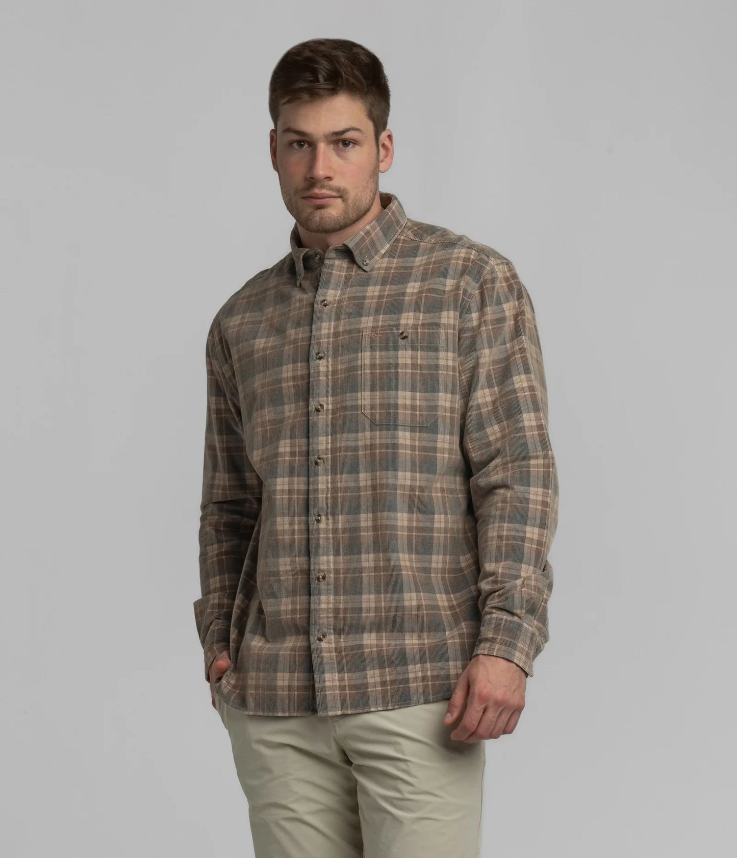 Braxton Lightweight Cord Flannel- Boulder