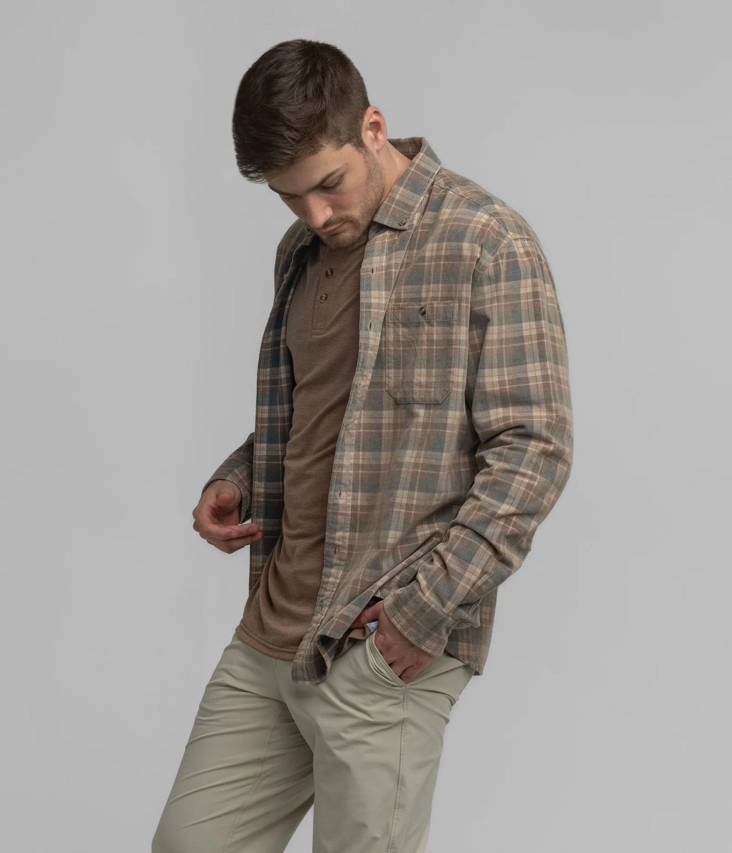 Braxton Lightweight Cord Flannel- Boulder