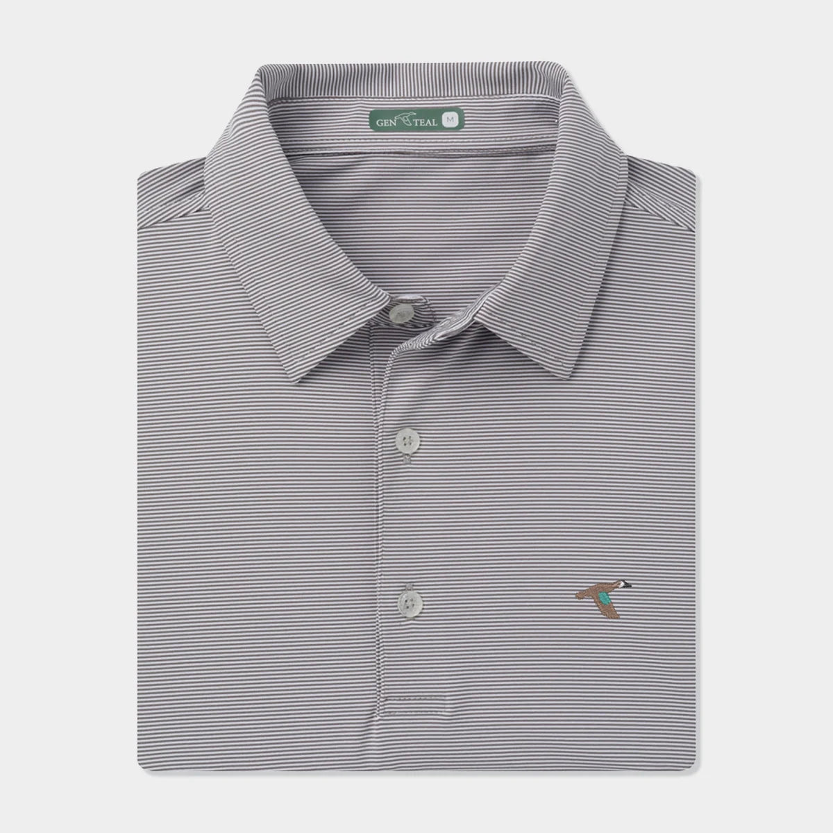 GenTeal Club Pinstripe Performance Polo (Charcoal)