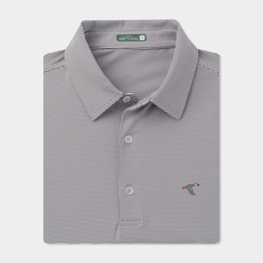 GenTeal Club Pinstripe Performance Polo (Charcoal)