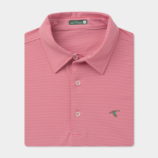 GenTeal Club Pinstripe Performance Polo (Red)