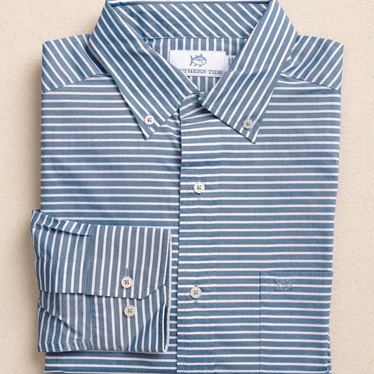 Southern Tide Long Sleeve Stripe Sportshirt (Navy)