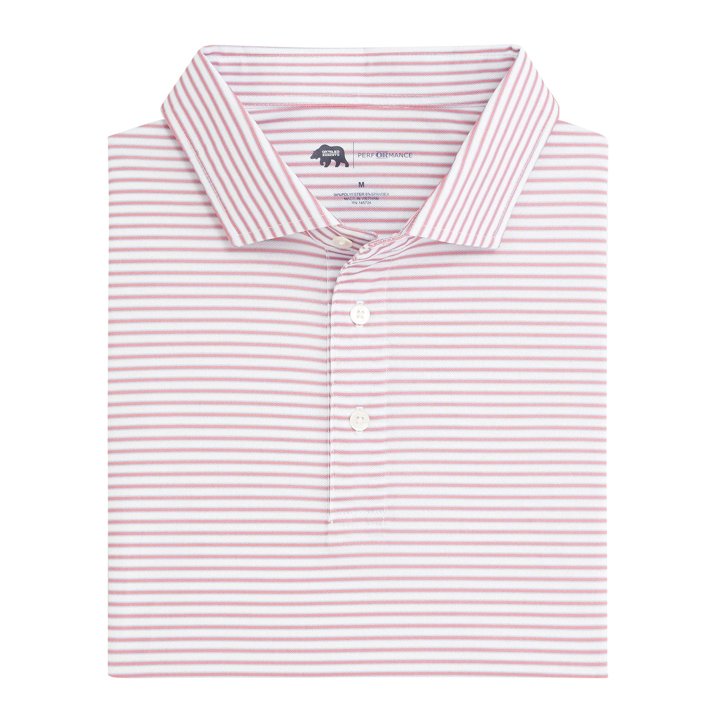 Onward Reserve Guide Stripe Performance Pique Polo - Flamingo Plume