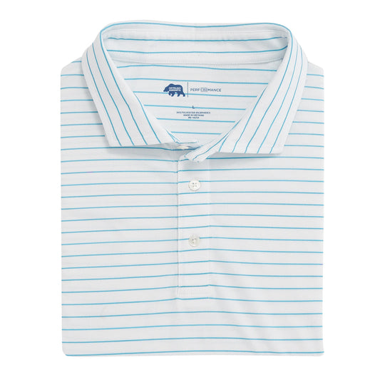 Onward Reserve Tourney Stripe Performance Pique Polo - Cabana Blue