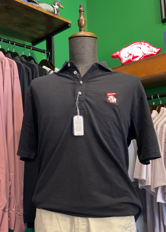 Johnnie-O Hog with Flag Coastal Wash Arkansas Polo