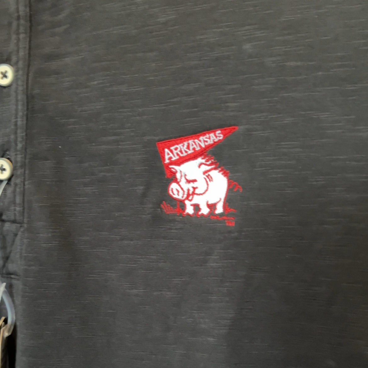 Johnnie-O Hog with Flag Coastal Wash Arkansas Polo