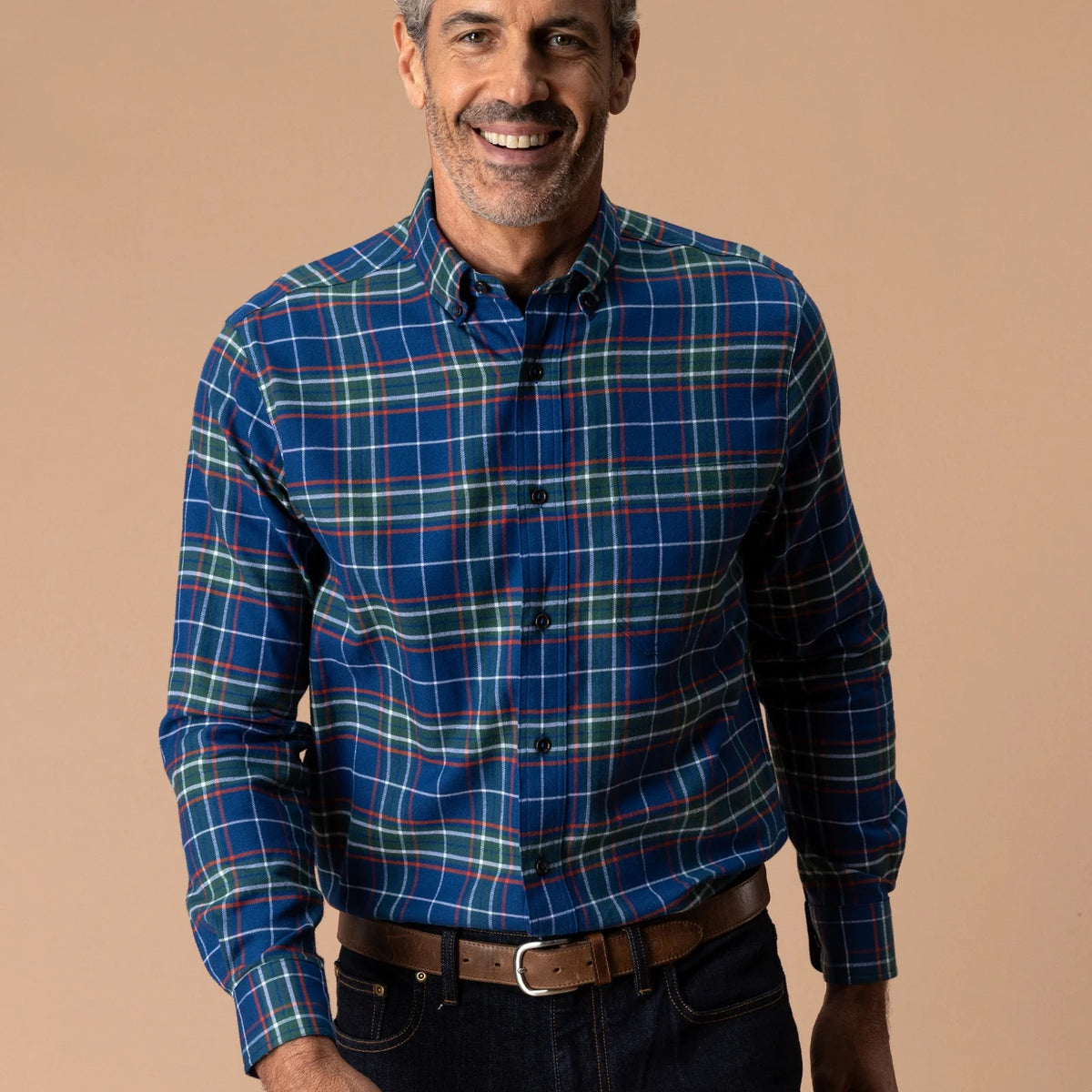 Duck Head Cotton Flannel Sport Shirt - Navy Peony