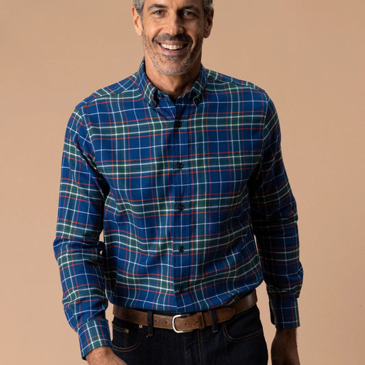 Duck Head Cotton Flannel Sport Shirt - Navy Peony