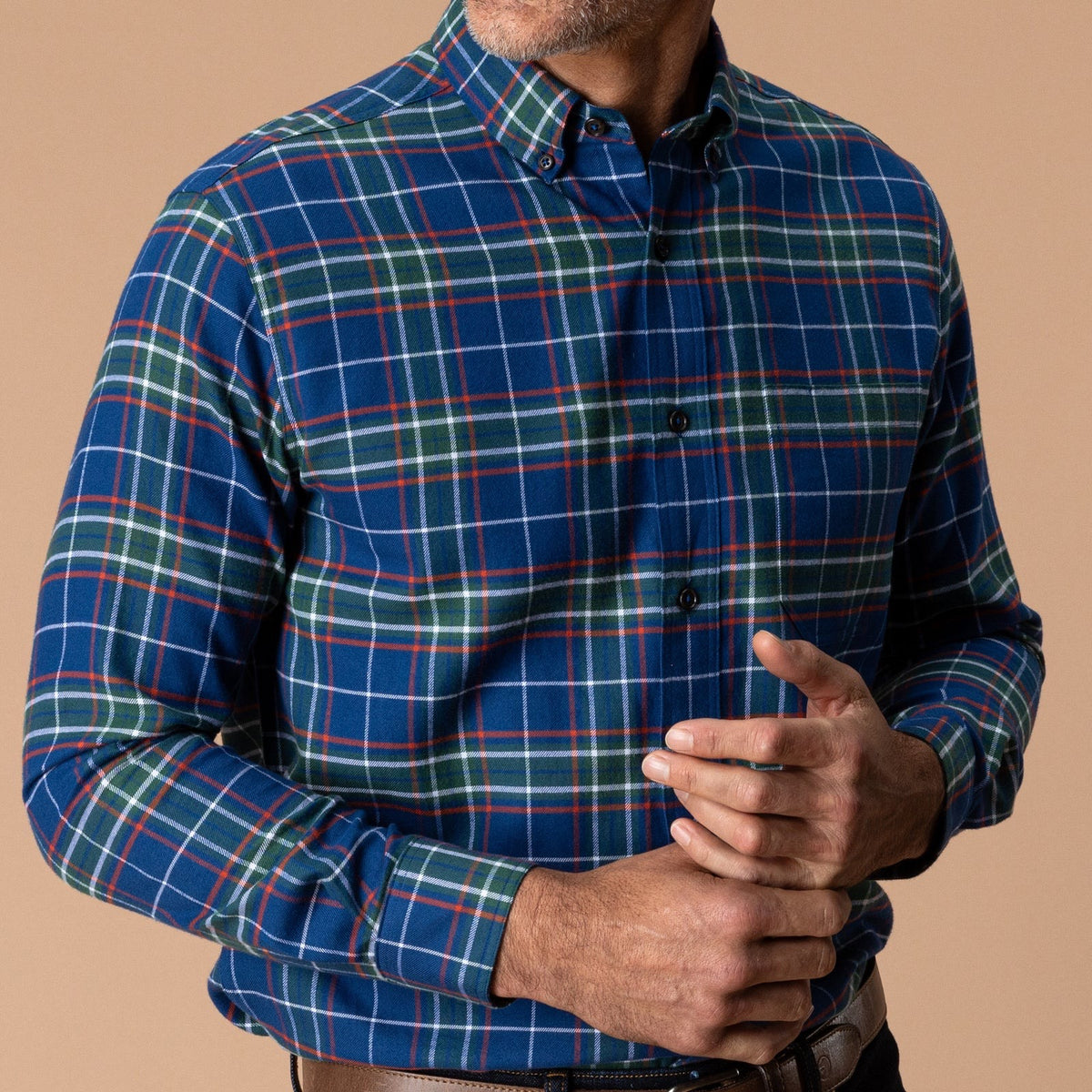 Duck Head Cotton Flannel Sport Shirt - Navy Peony