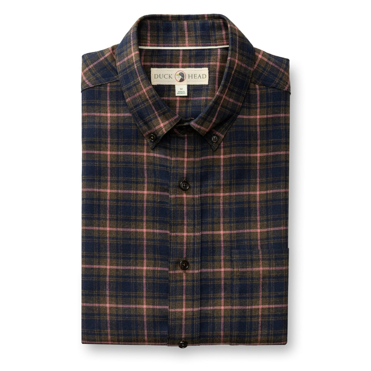Duck Head Cotton Flannel Sport Shirt - Dark Olive Heather