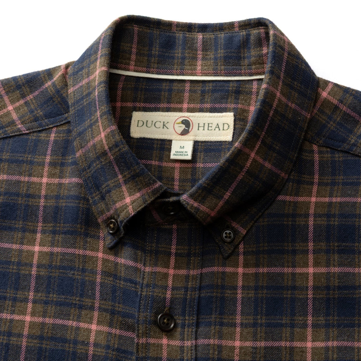 Duck Head Cotton Flannel Sport Shirt - Dark Olive Heather
