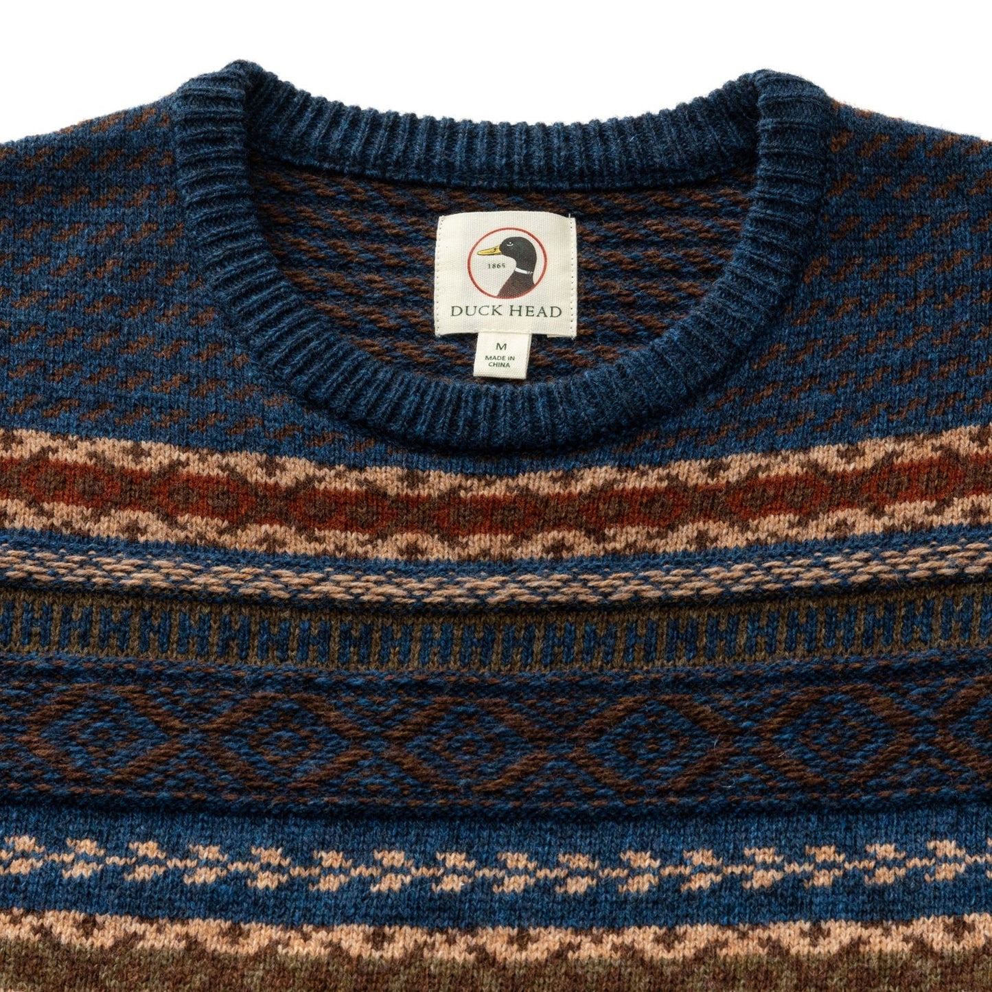 Birch Fair Isle Merino Crewneck Sweater (Maritime Blue Heather)