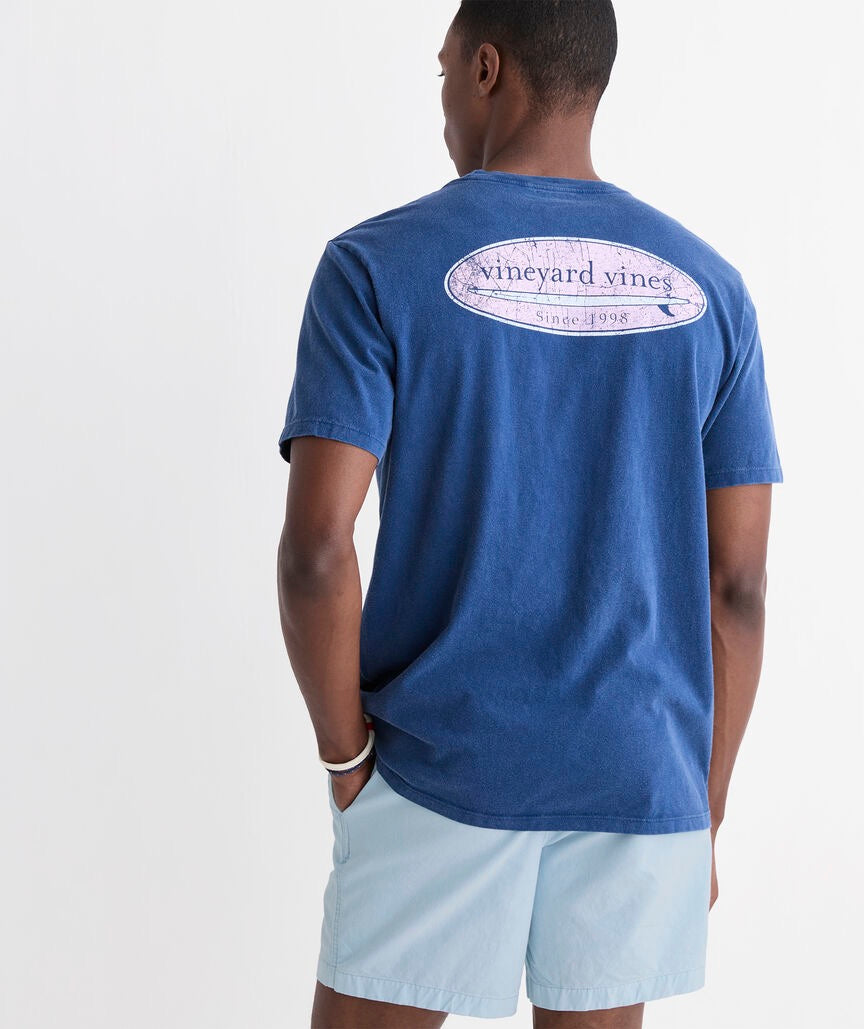 Vineyard Vines Drift-Dye Distressed Surf Logo Short-Sleeve Pocket Tee - Moonshine