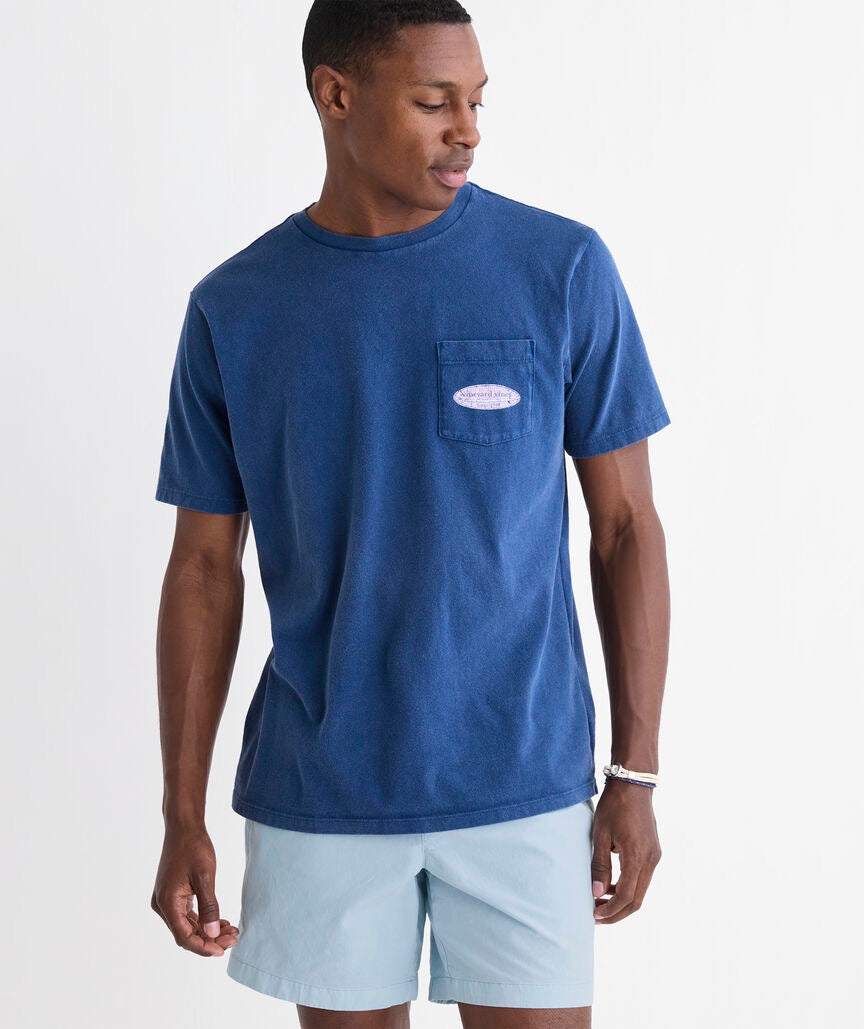Vineyard Vines Drift-Dye Distressed Surf Logo Short-Sleeve Pocket Tee - Moonshine