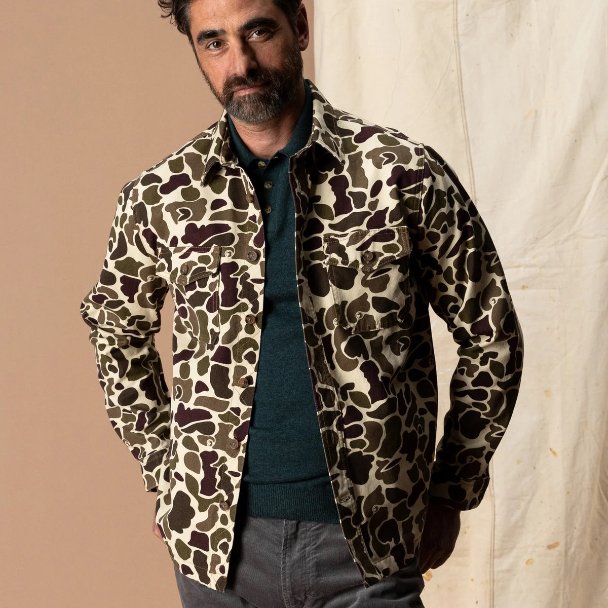 Duck Head Vintage Camo Duck Canvas Jacket - Sandrift Khaki Camo