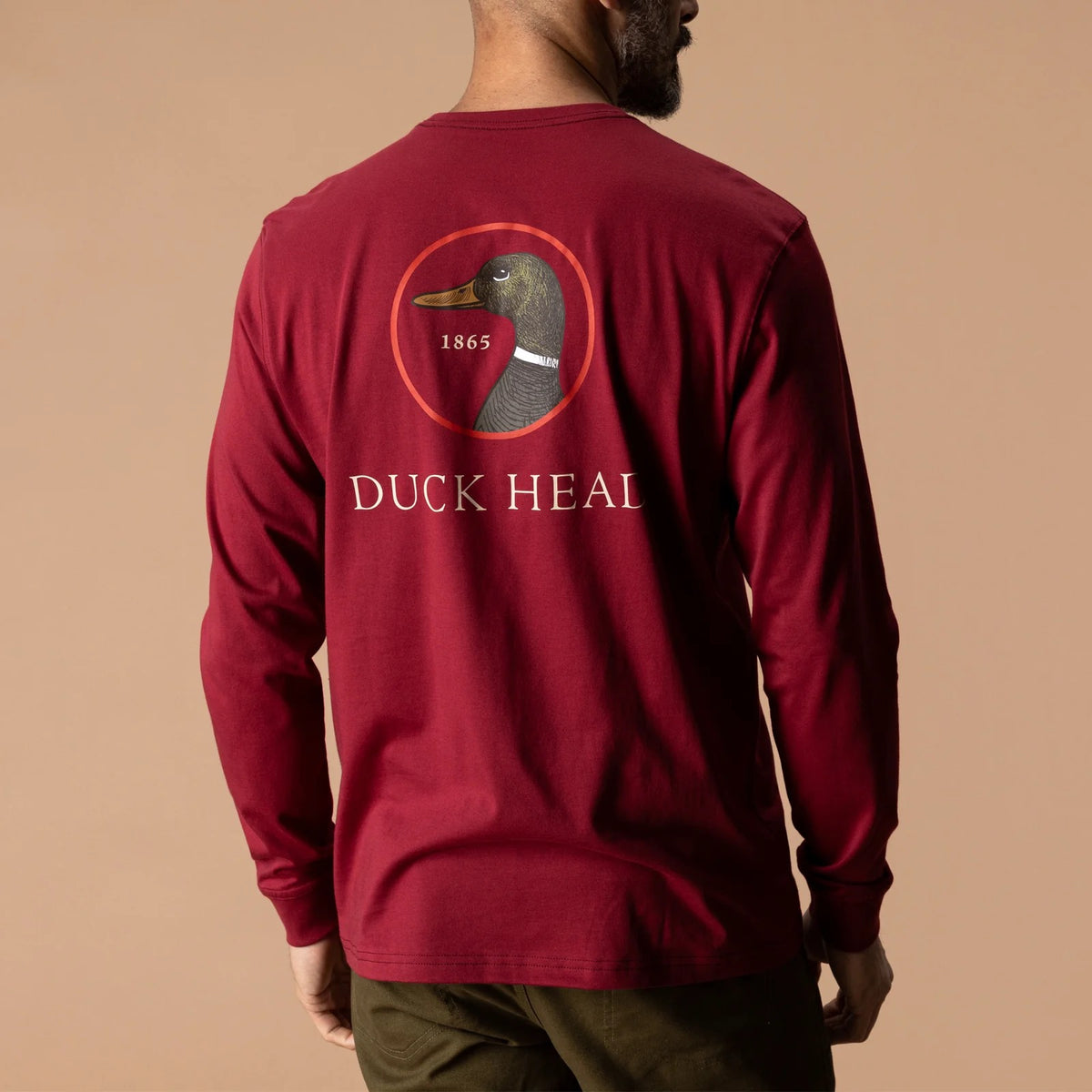 Duck Head Logo Long Sleeve T-Shirt - Deep Red