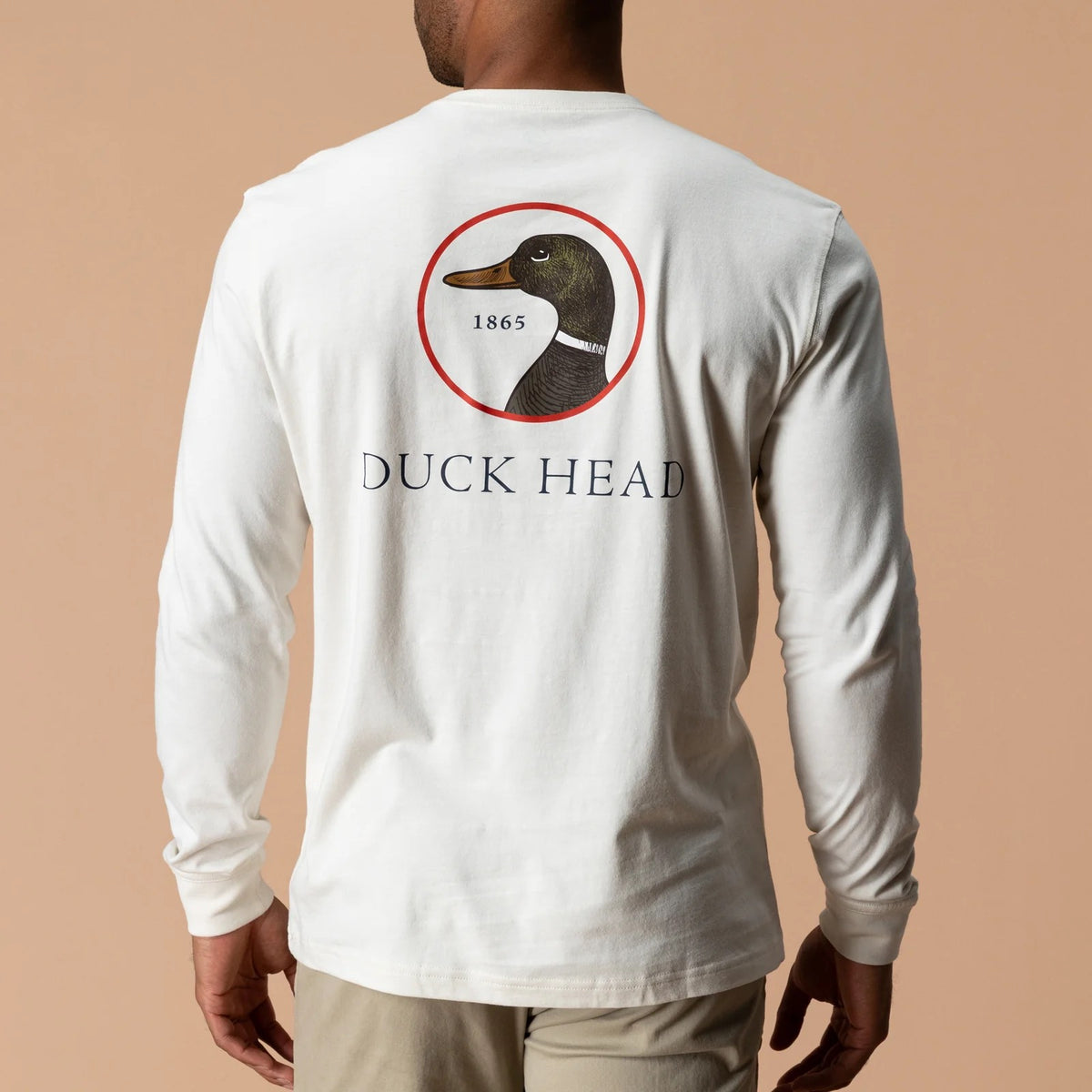 Duck Head Logo Long Sleeve T-Shirt - Antique White