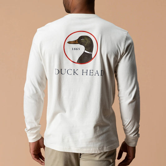 Duck Head Logo Long Sleeve T-Shirt - Antique White