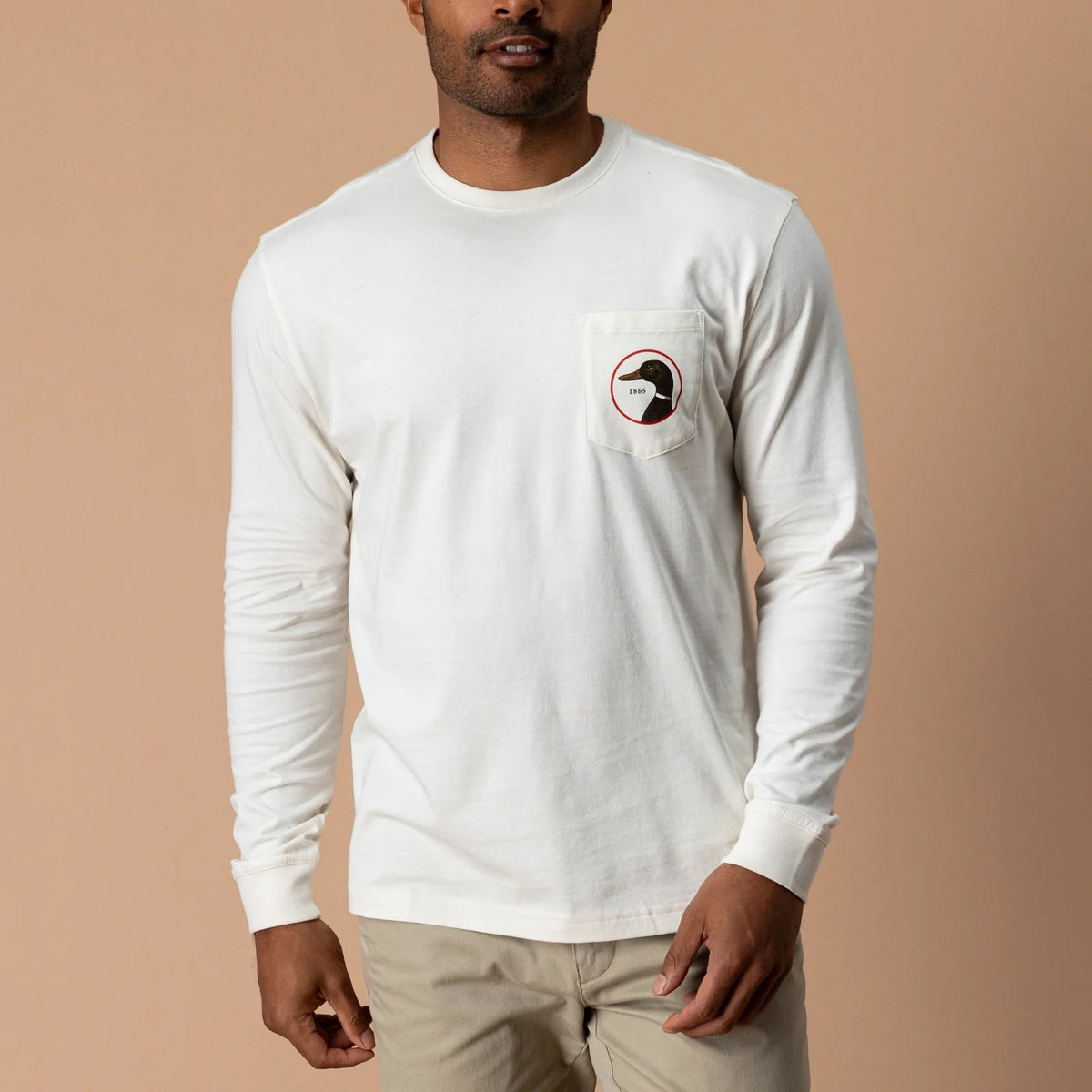 Duck Head Logo Long Sleeve T-Shirt - Antique White