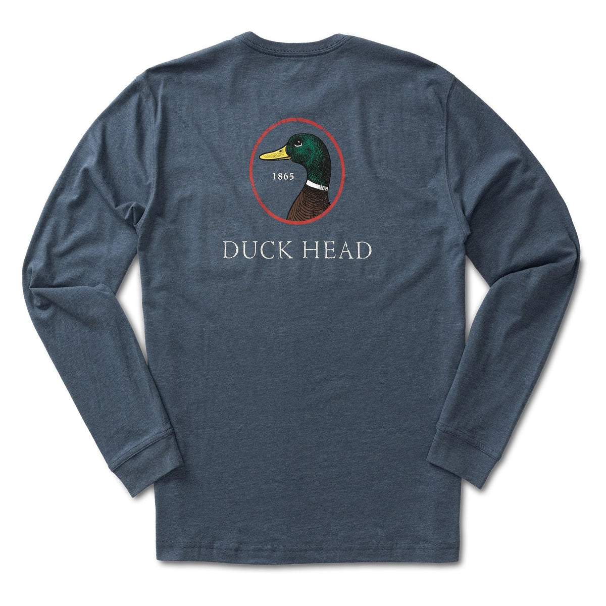 Duck Head Logo Long Sleeve T-Shirt - Heather Navy