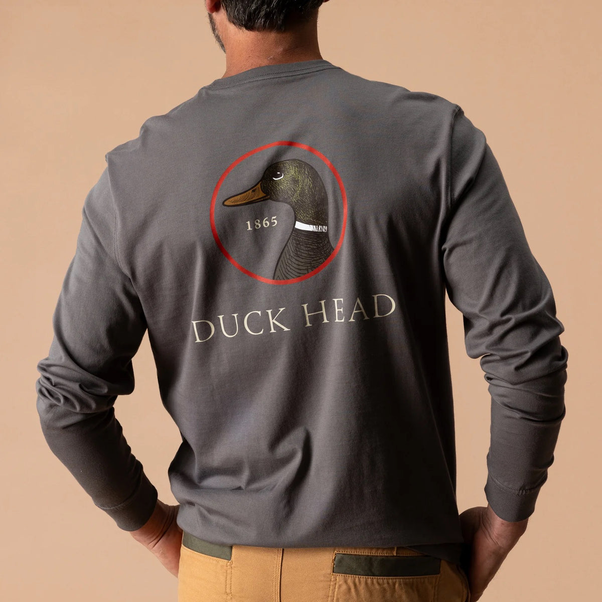 Duck Head Logo Long Sleeve T-Shirt - Fossil Gray