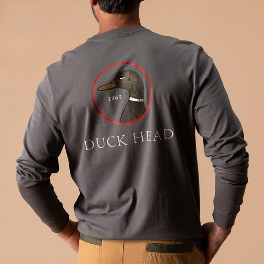 Duck Head Logo Long Sleeve T-Shirt - Fossil Gray