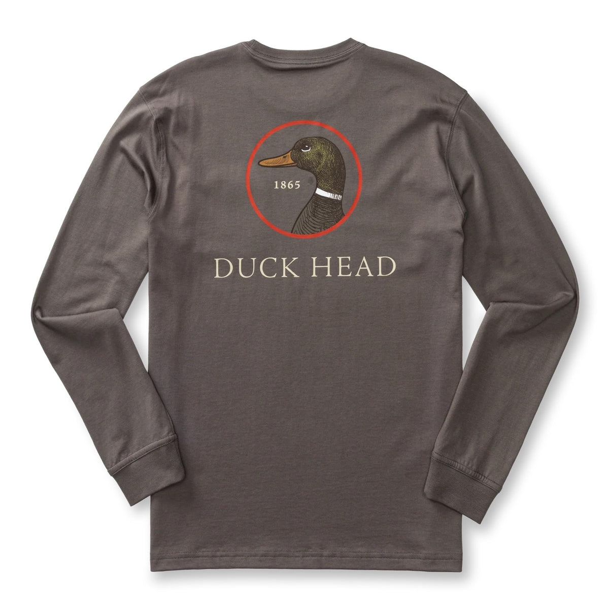 Duck Head Logo Long Sleeve T-Shirt - Fossil Gray