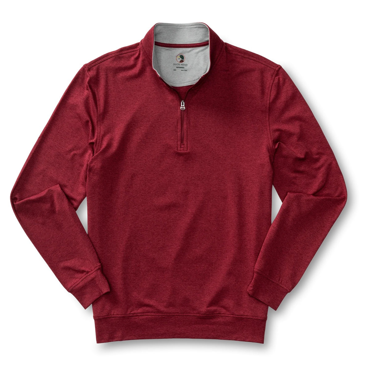 Duck Head Long Drive Performance 1/4 Zip Pullover - Deep Red Heather