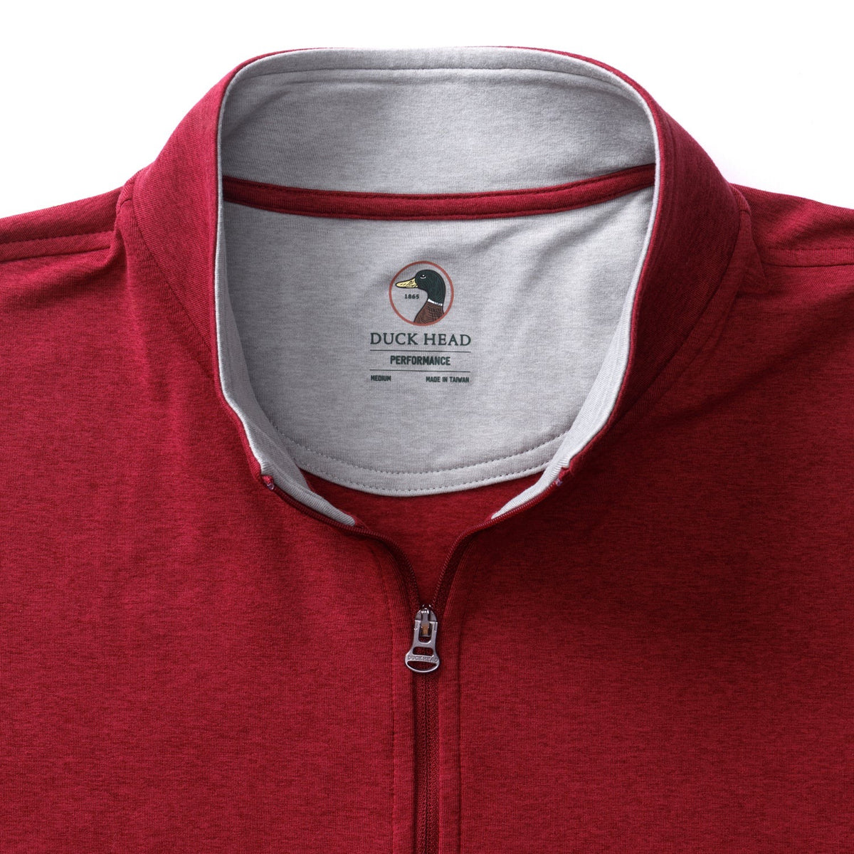 Duck Head Long Drive Performance 1/4 Zip Pullover - Deep Red Heather
