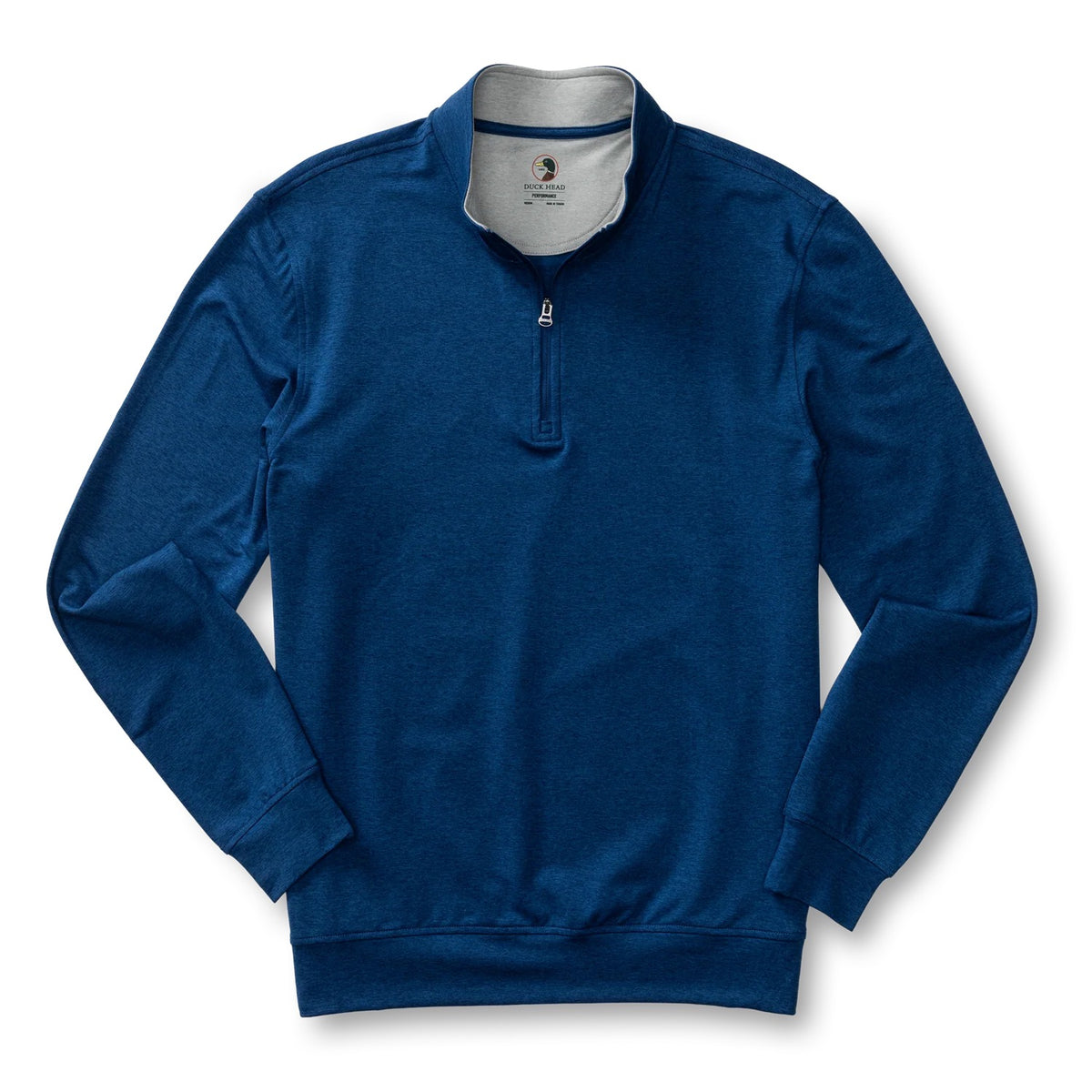 Duck Head Long Drive Performance 1/4 Zip Pullover - Navy Peony Heather