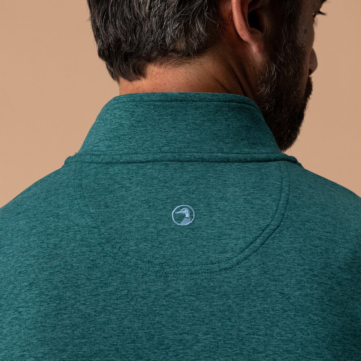 Duck Head Long Drive Performance 1/4 Zip Pullover - Midnight Teal Heather