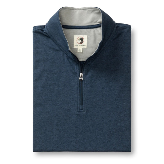 Duck Head Long Drive Performance 1/4 Zip Pullover (Navy Heather)