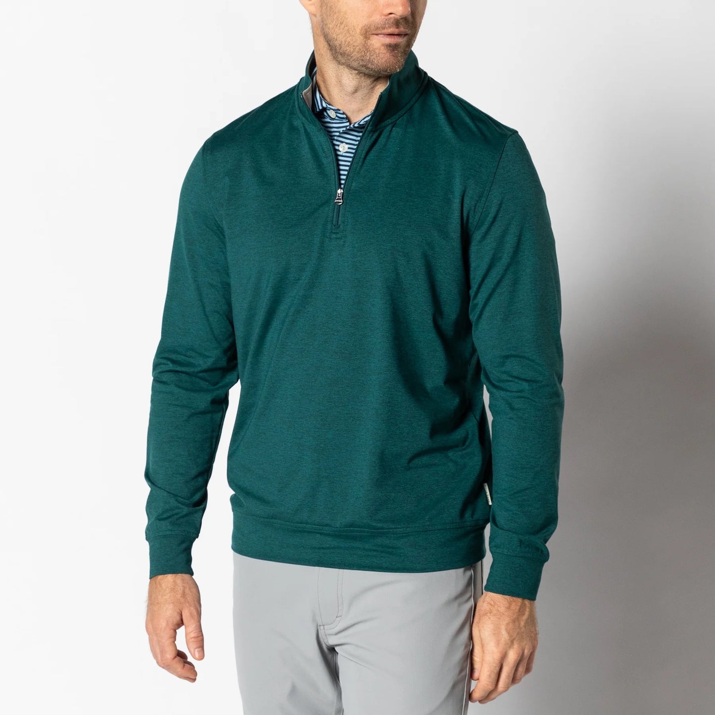 Duck Head Long Drive Performance 1/4 Zip Pullover (Emerald Green Heather)