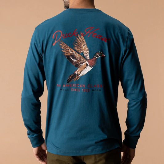 Duck Head Flying Wood Duck T-Shirt - Stormy Teal