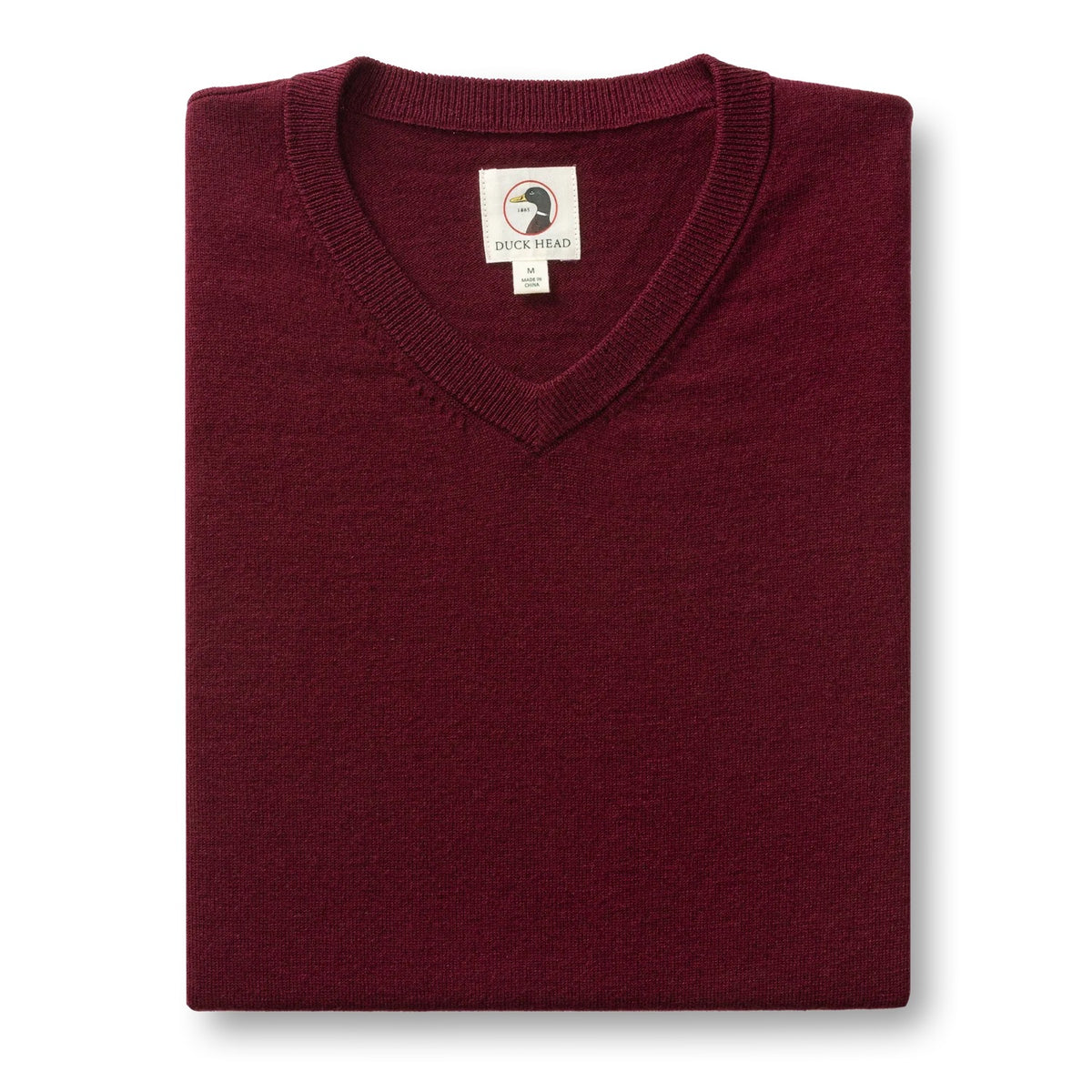 Duck Head Buckley Merino V-Neck Sweater - Burgundy Heather