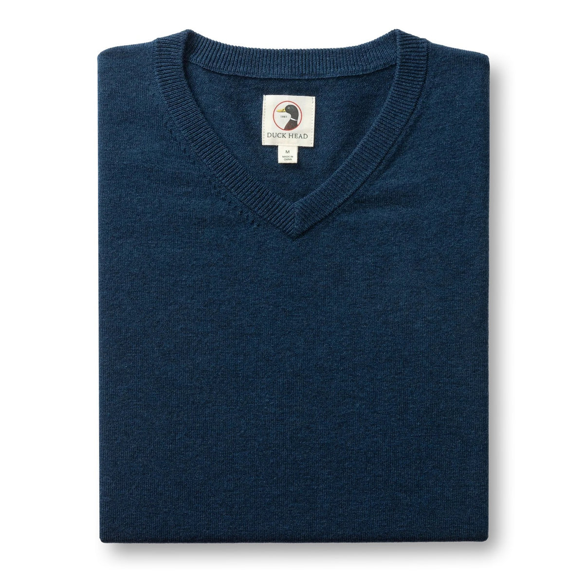 Duck Head Buckley Merino V-Neck Sweater - Navy Peony Heather