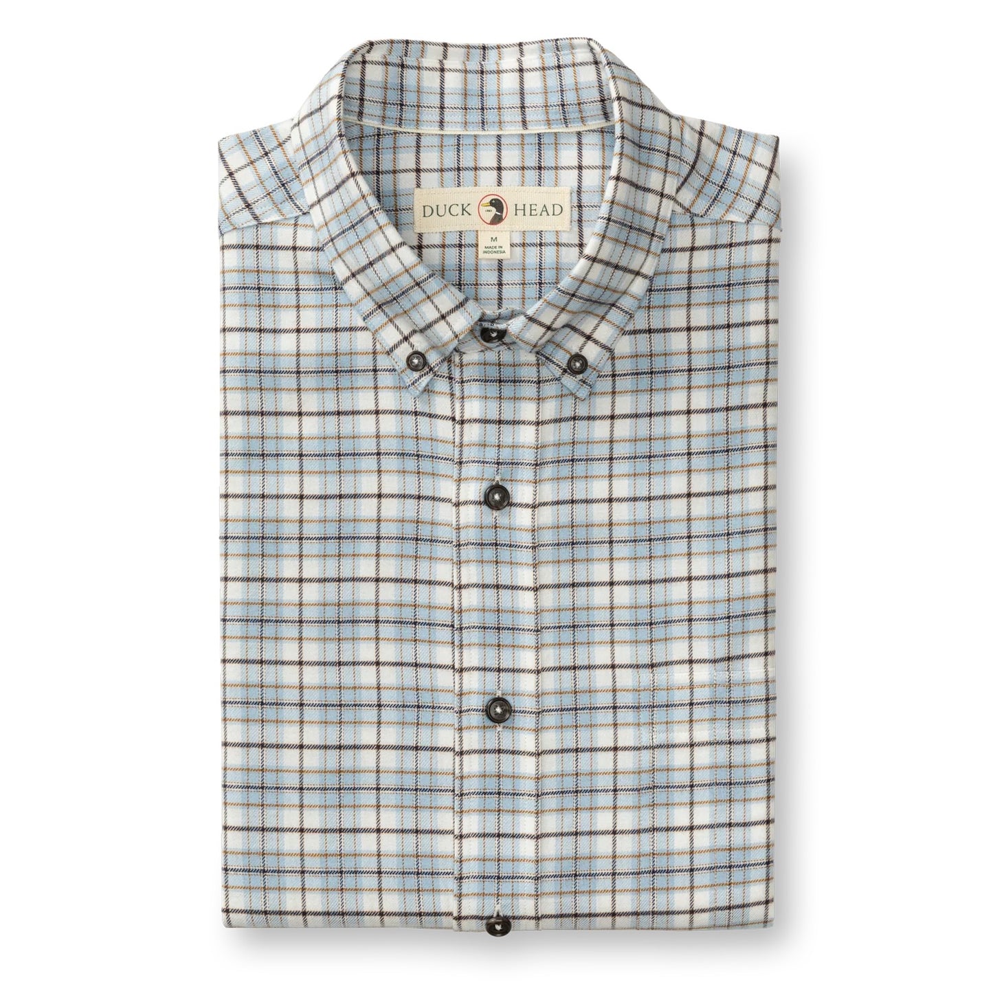 Duck Head Cotton Flannel Sport Shirt- Layne Plaid (Glacier Blue)