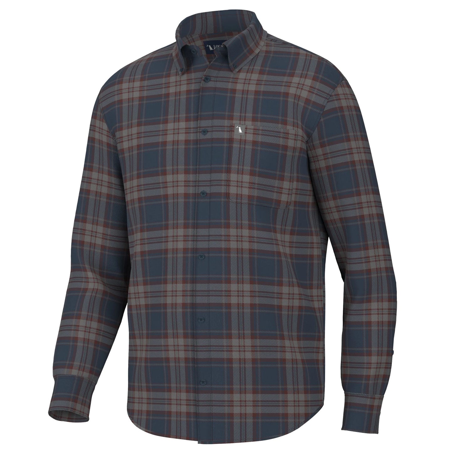 Local Boy Phelan Stretch Flannel (Navy/Charcoal/Red)