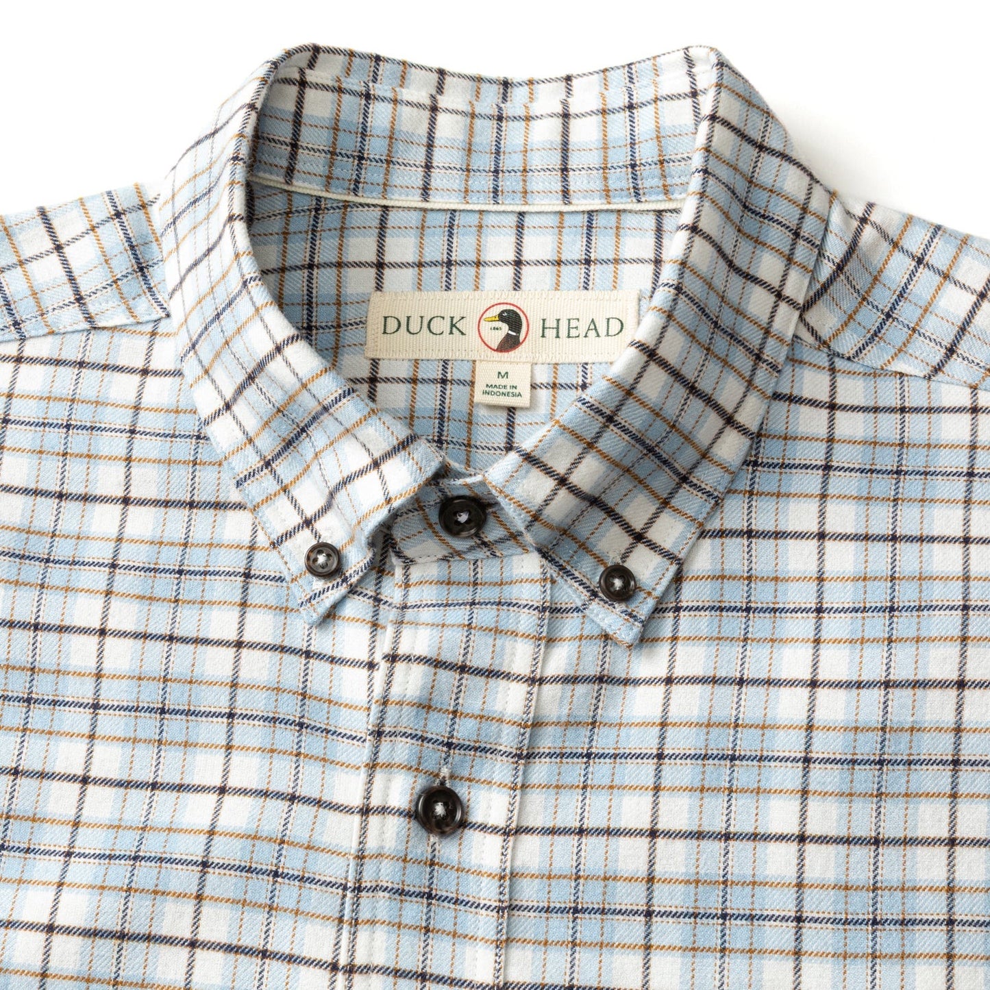 Duck Head Cotton Flannel Sport Shirt- Layne Plaid (Glacier Blue)