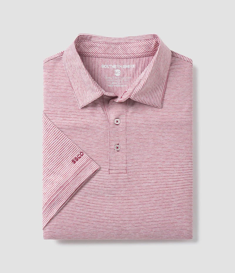 Southern Shirt Heather Madison Stripe Polo - Red Zone
