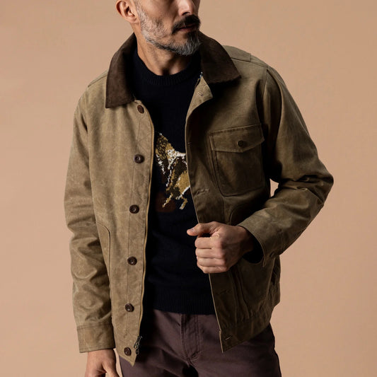 Duck Head Waxed Duck Canvas Rancher Jacket - Umber Brown