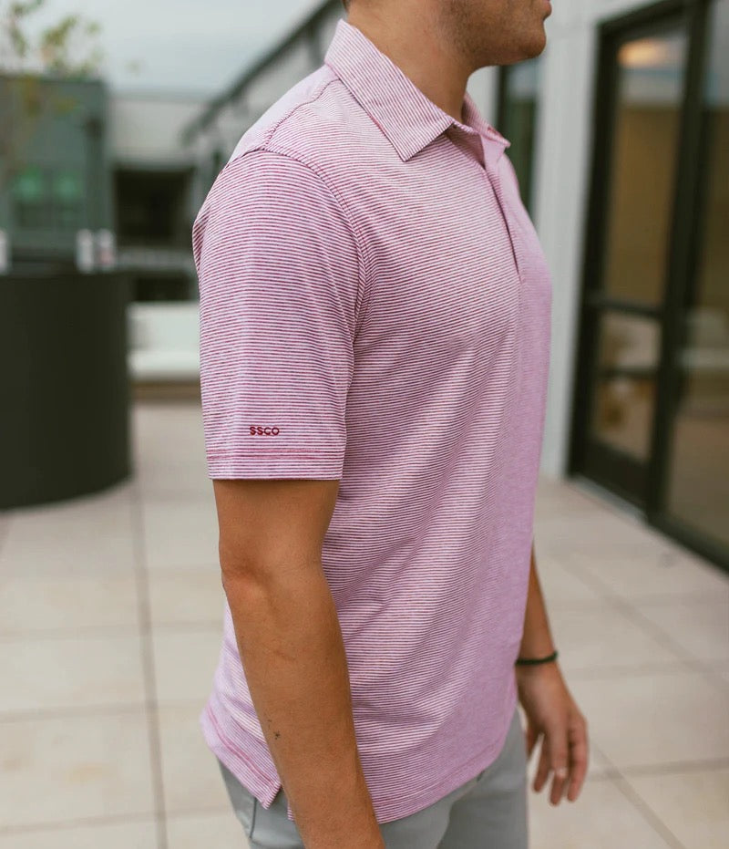 Southern Shirt Heather Madison Stripe Polo - Red Zone