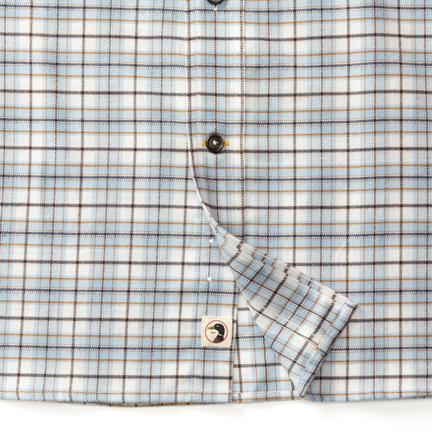 Duck Head Cotton Flannel Sport Shirt- Layne Plaid (Glacier Blue)