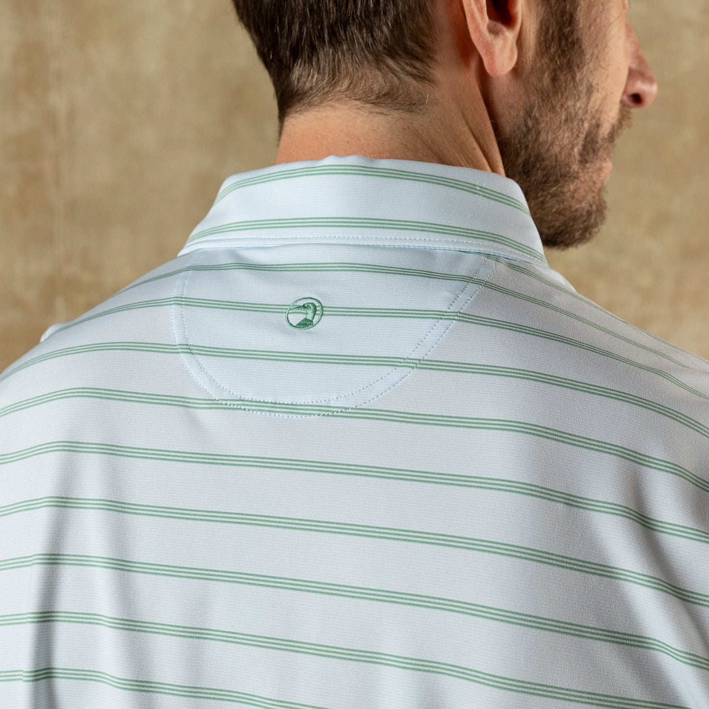 Duck Head Long Drive Performance Polo - Eldred Stripe Sky Blue