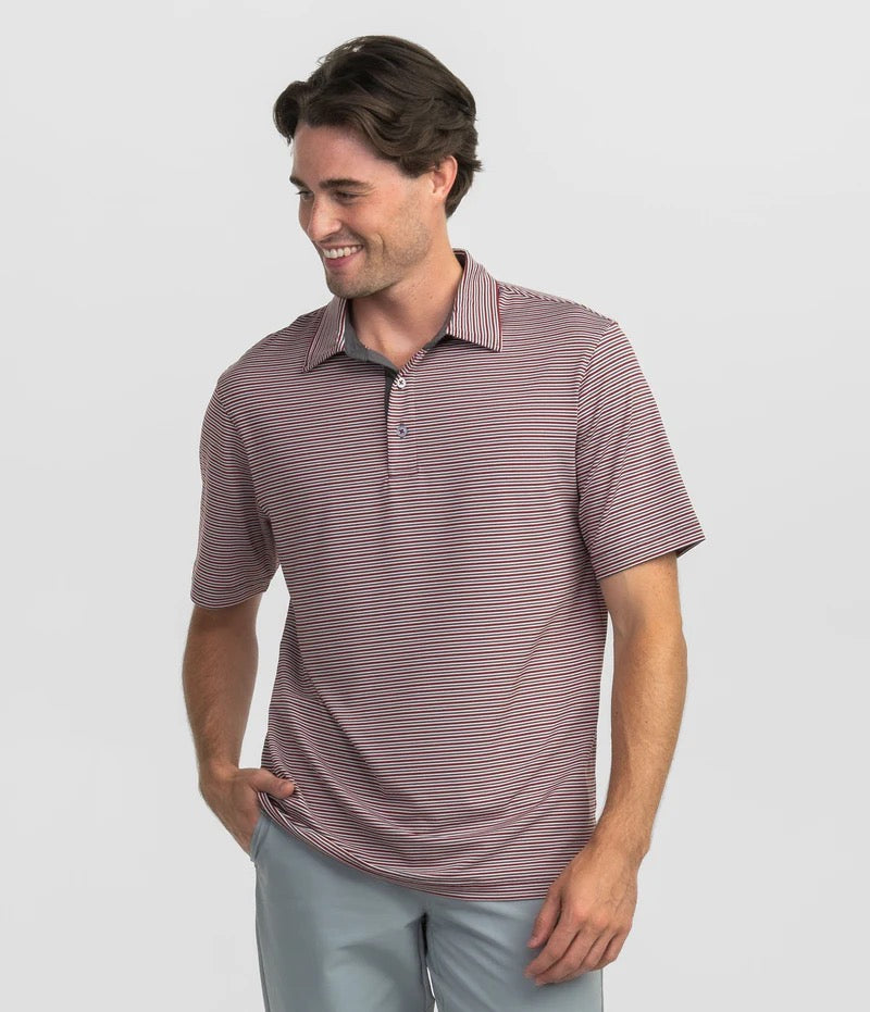 Southern Shirt Scoreboard Stripe Polo - Red Coal