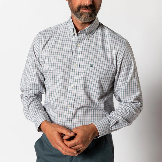 Duck Head Performance Poplin Sport Shirt- Edison Plaid (Forest Green)
