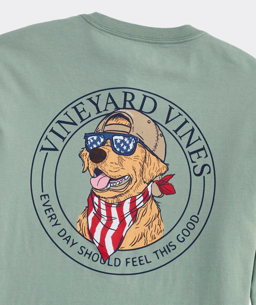 Vineyard Vines America Dog Long-Sleeve Pocket Tee - Dune Grass