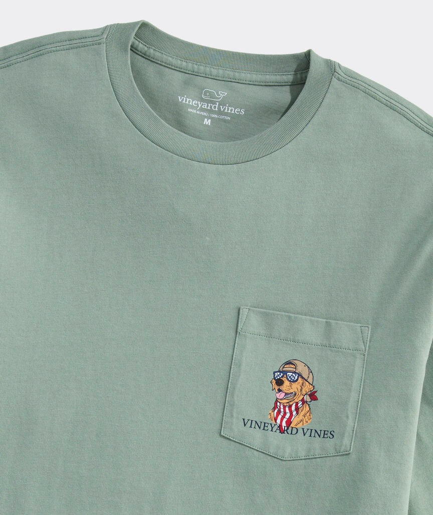 Vineyard Vines America Dog Long-Sleeve Pocket Tee - Dune Grass
